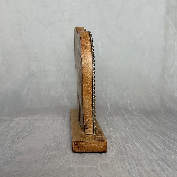 Home Decor Table Top Bead Embellished Wood Figurine Elephant Art Accent - Picture 11 of 16